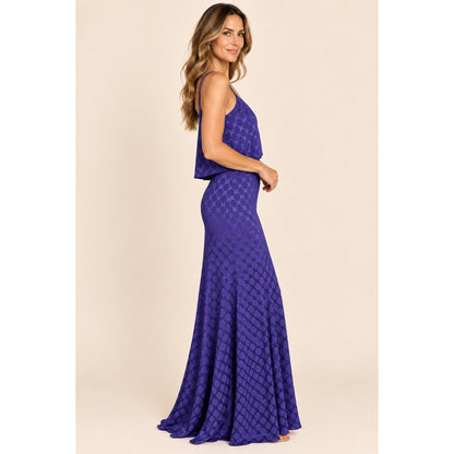 Halston Heritage Diamond Geo Print Tiered Maxi Dress