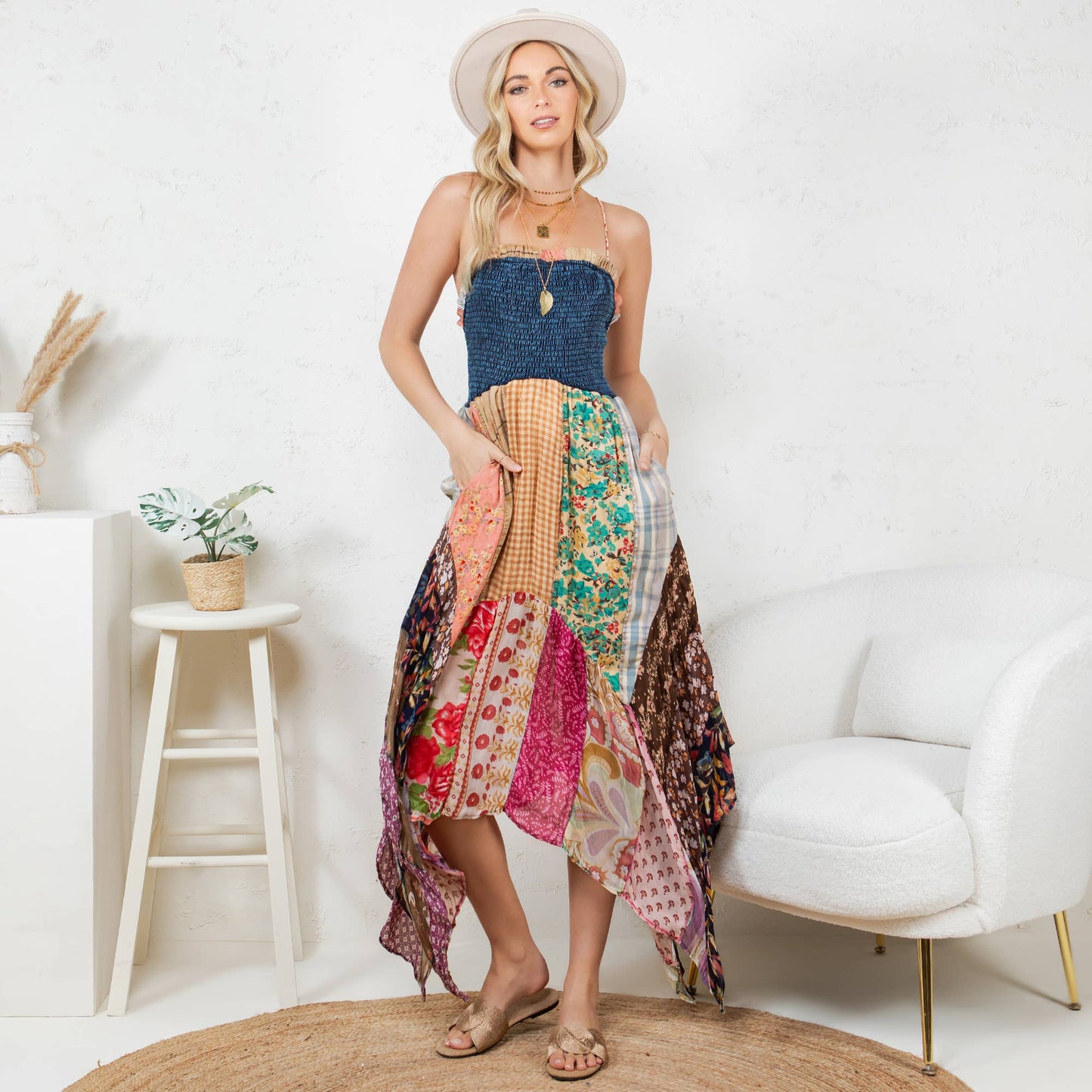 Young Threads Handkerchief Dress with Patches