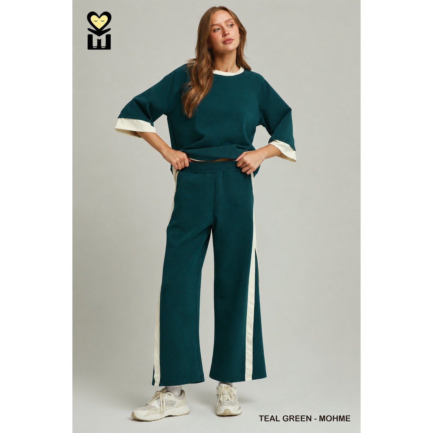 Umgee LUXEKNIT Colorblock Side Stripe Straight Pants