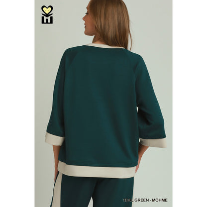 Umgee LUXEKNIT Colorblock Crewneck Raglan Sleeve Top