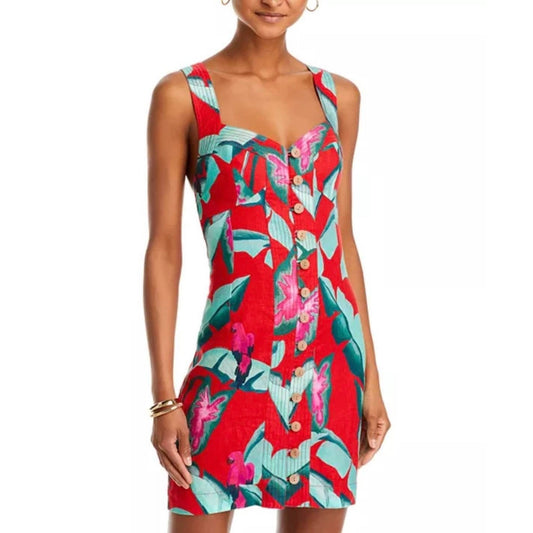 FARM Rio Red Summer Foliage Mini Dress