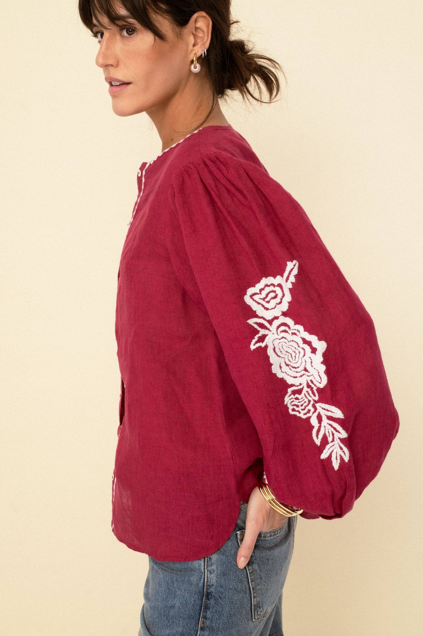 Leonor Blouse in Cherry