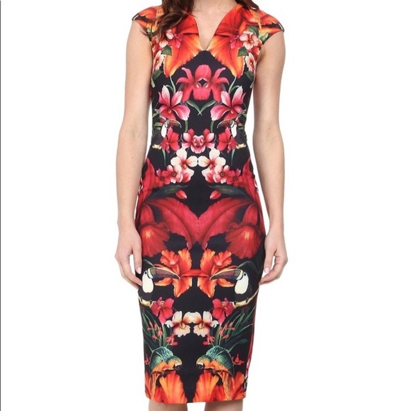 Ted Baker Bismii Tropical Toucan Midi Dress