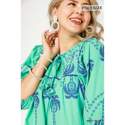 Umgee Boho Embroidered Babydoll Dress - Plus