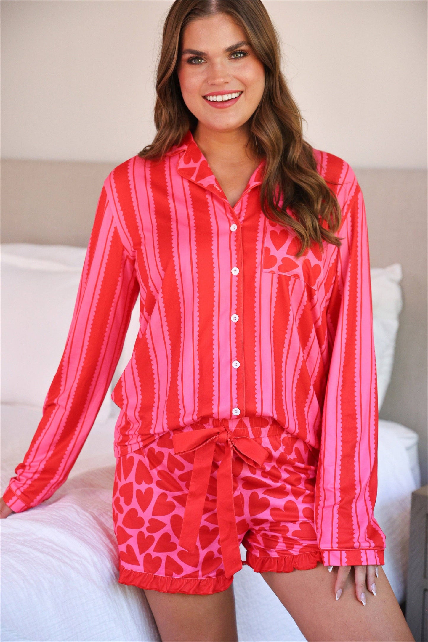 Jess Lea Heartfelt Stripes Ruffle Pajama Set