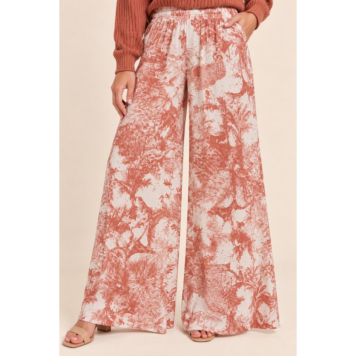 Scandal Italy Pink and Cream Wide Leg Micah Pants