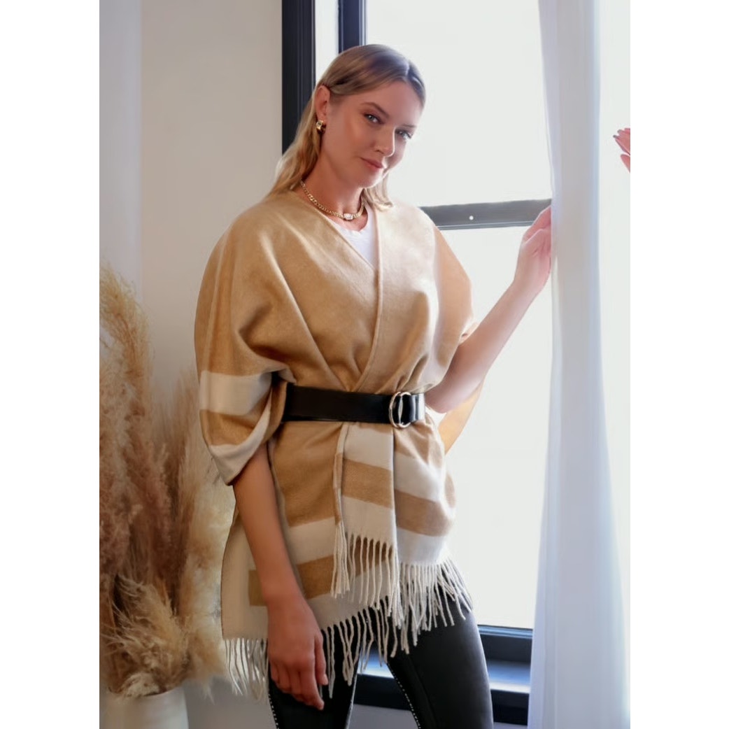 WALTER BAKER Verushka Reversible Poncho Camel/Ivory
