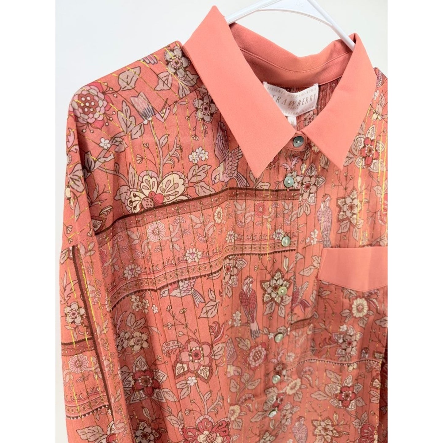 Strawberry Paris Laurent Floral Pattern Button-Up Shirt
