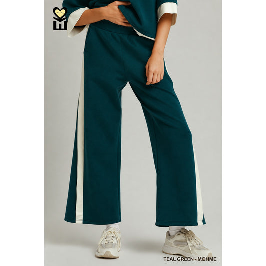 Umgee LUXEKNIT Colorblock Side Stripe Straight Pants