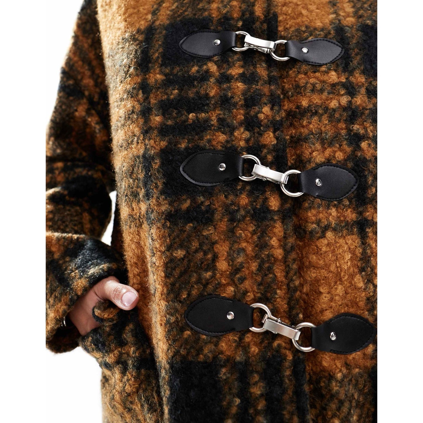 Native Youth Boucle Toggle Checked Jacket