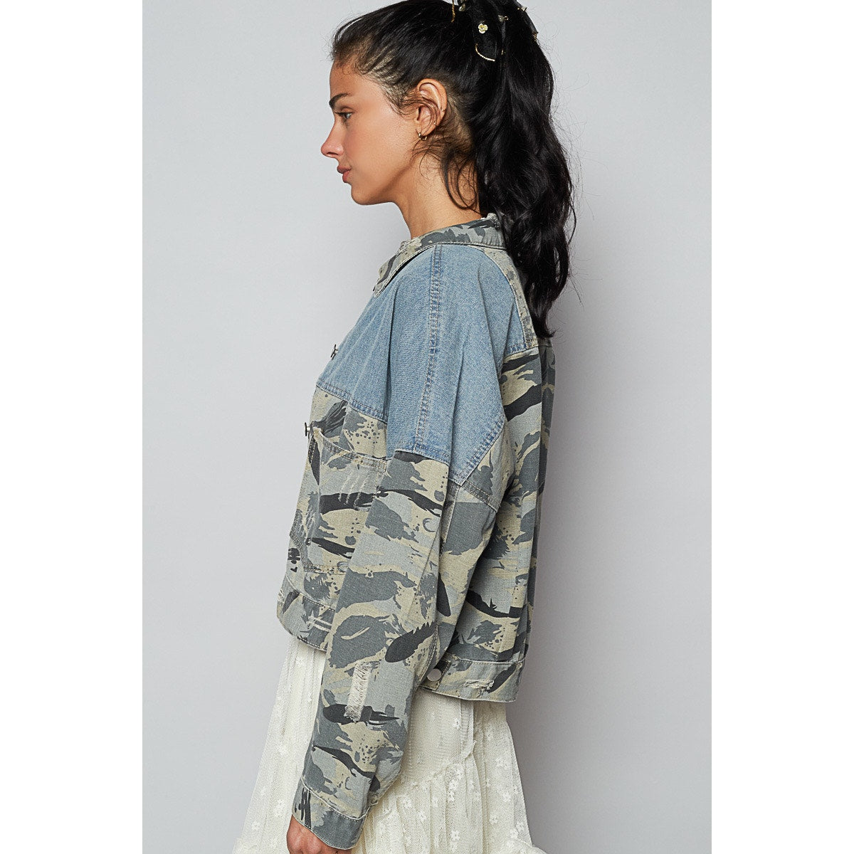 POL Off Duty Vintage Camo Denim Jacket