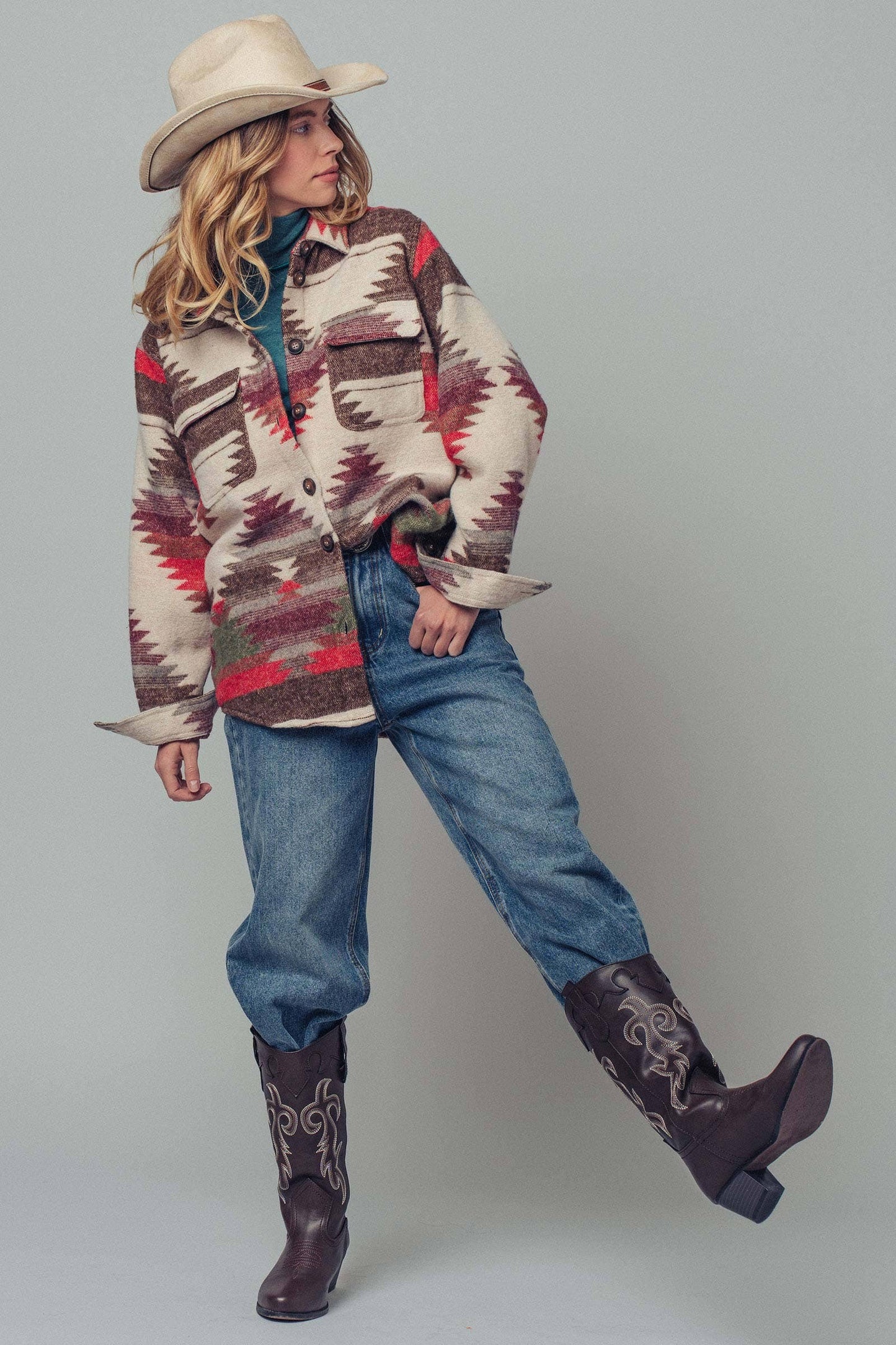 Urban Daizy Aztec Print Jacket - Western-Inspired, Relaxed Fit