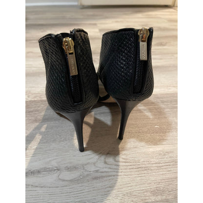 Jimmy Choo Black Woven Leather Perp-Toe Heels