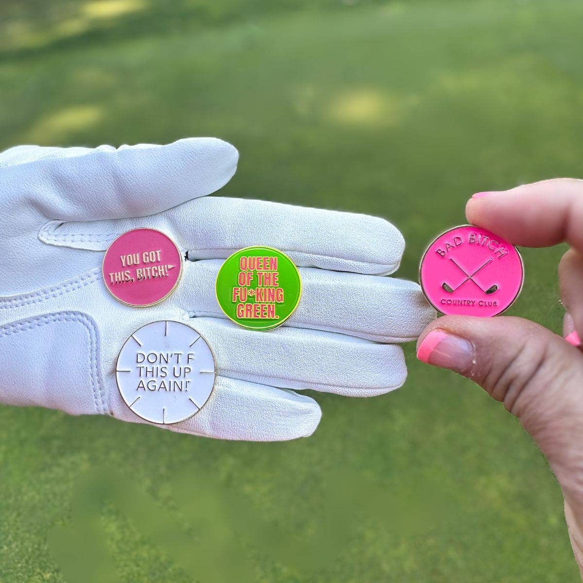 Birdie Girl Golf - Feisty Women's Golf Ball Marker Collection (set of 4) with Hat Clip