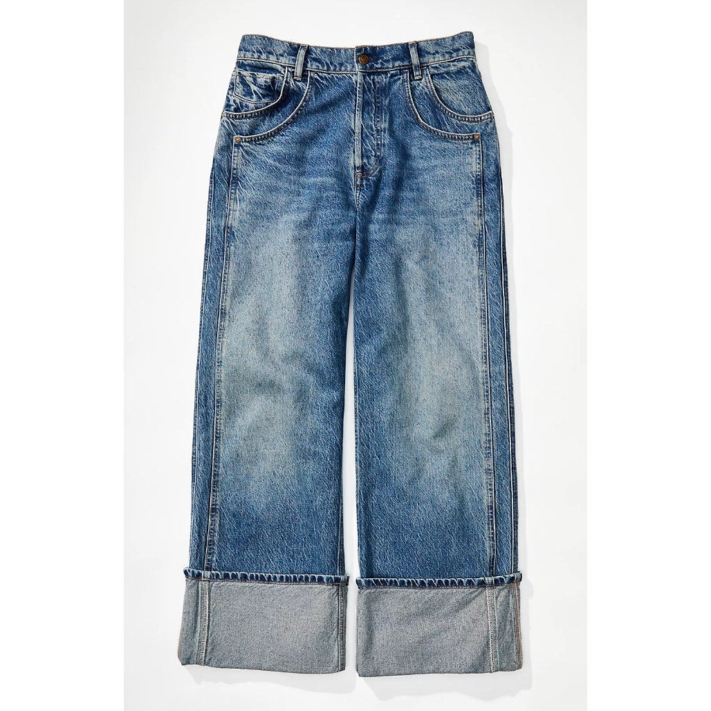 Free People Final Countdown Cuffed Mid-Rise Denim