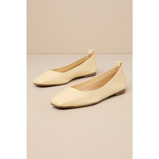 Intentionally Blank Image Eggnog Leather Square-Toe Ballet Flats