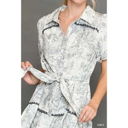 Umgee Abstract Print Button Down Mini Dress