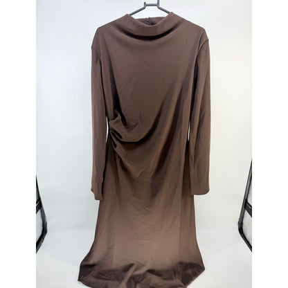 MNG Caro Ruched Long Sleeve Midi Dress