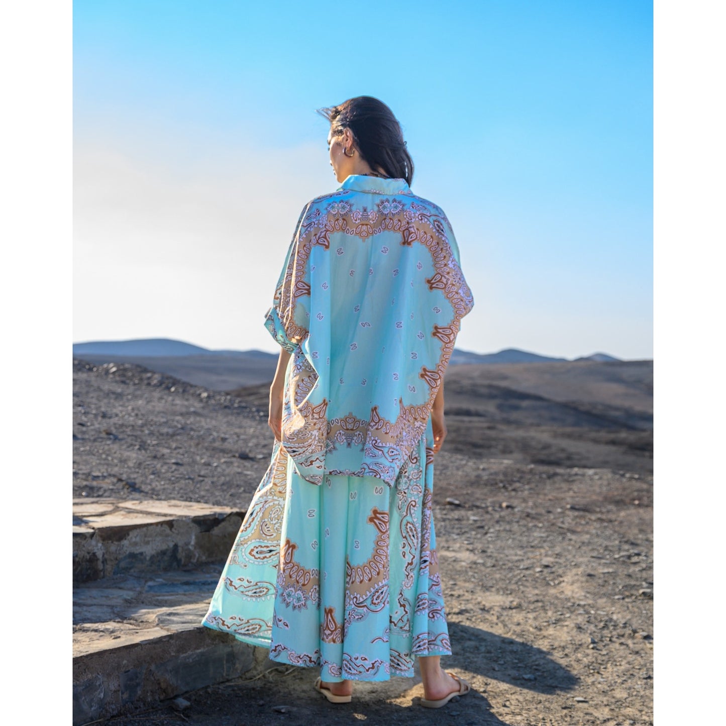 Gold & Silver Paris Success Blue Maxi Skirt