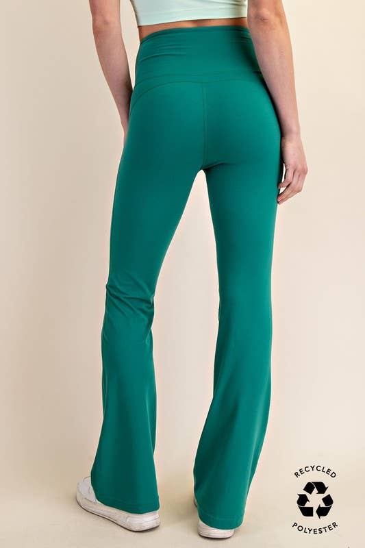 Sunday Morning Hi-Waist Bell Bottom Yoga Pants - Black or Green