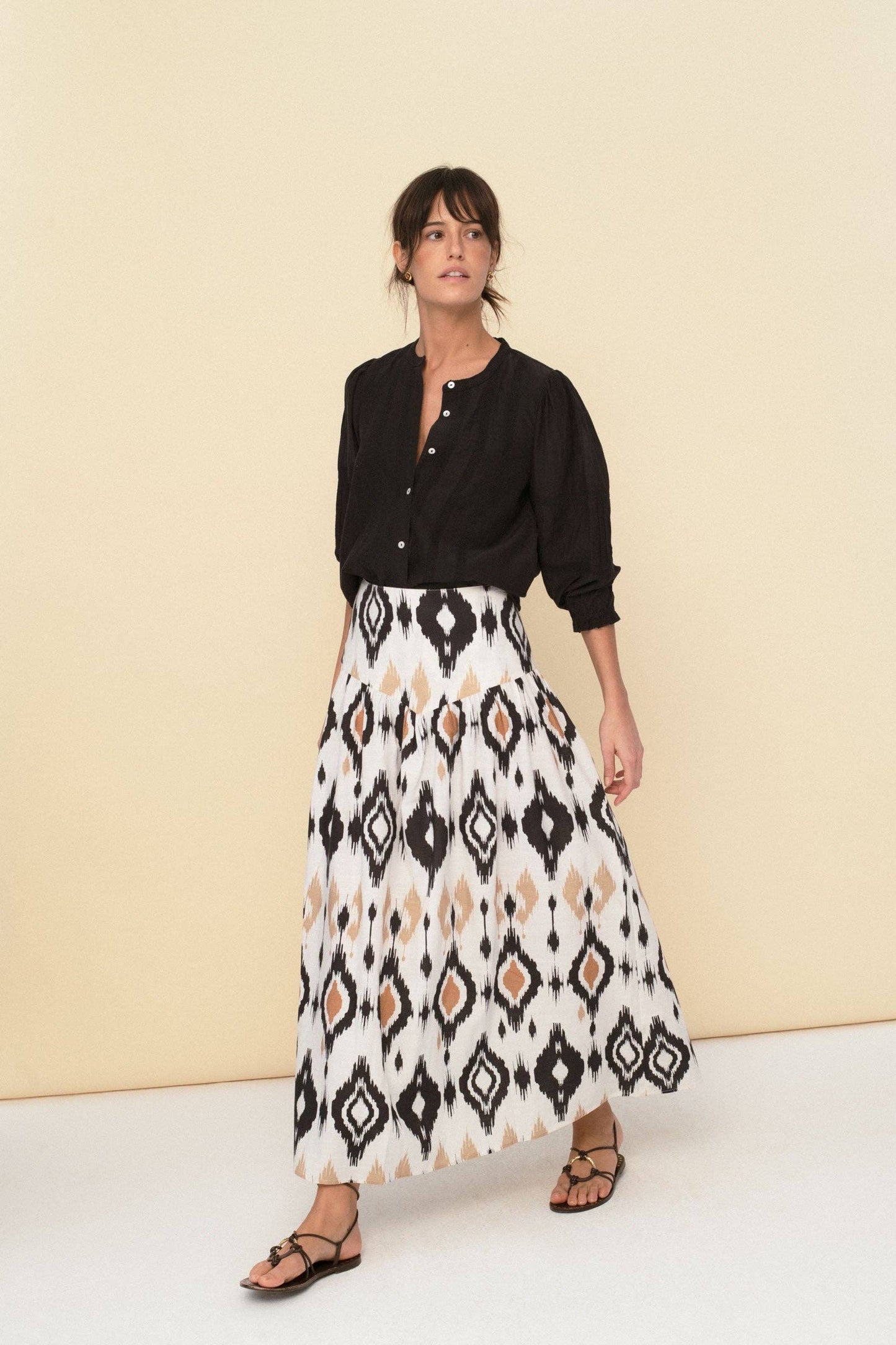 Maxi Length Skirt in Ecru