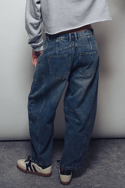 Urban Daizy Light Dirty Wash Barrel Leg Jeans