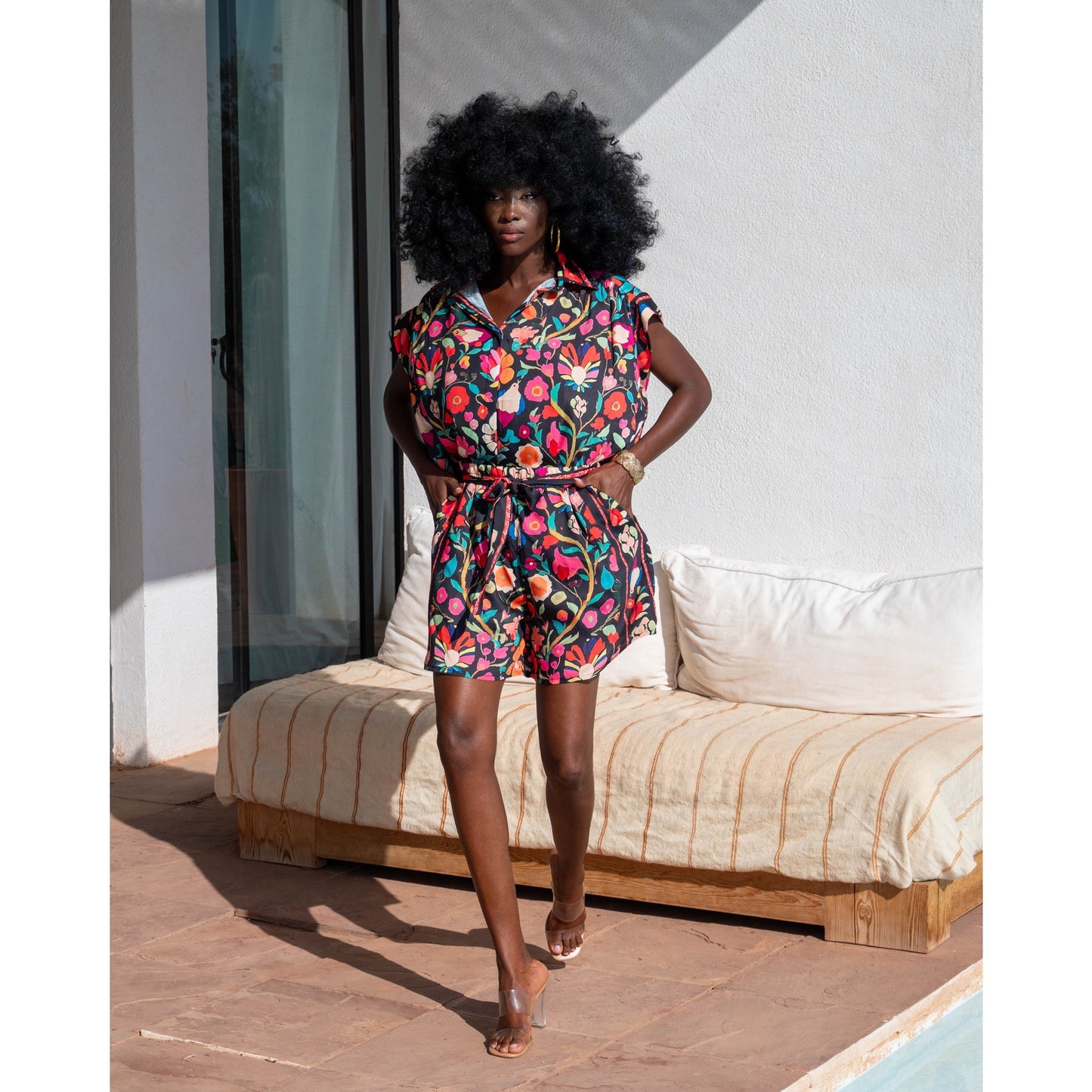 Gold & Silver Paris Sanille Floral Print Shirt & Shorts Set