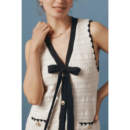 English Factory Sleeveless V-Neck Bow Mini Dress
