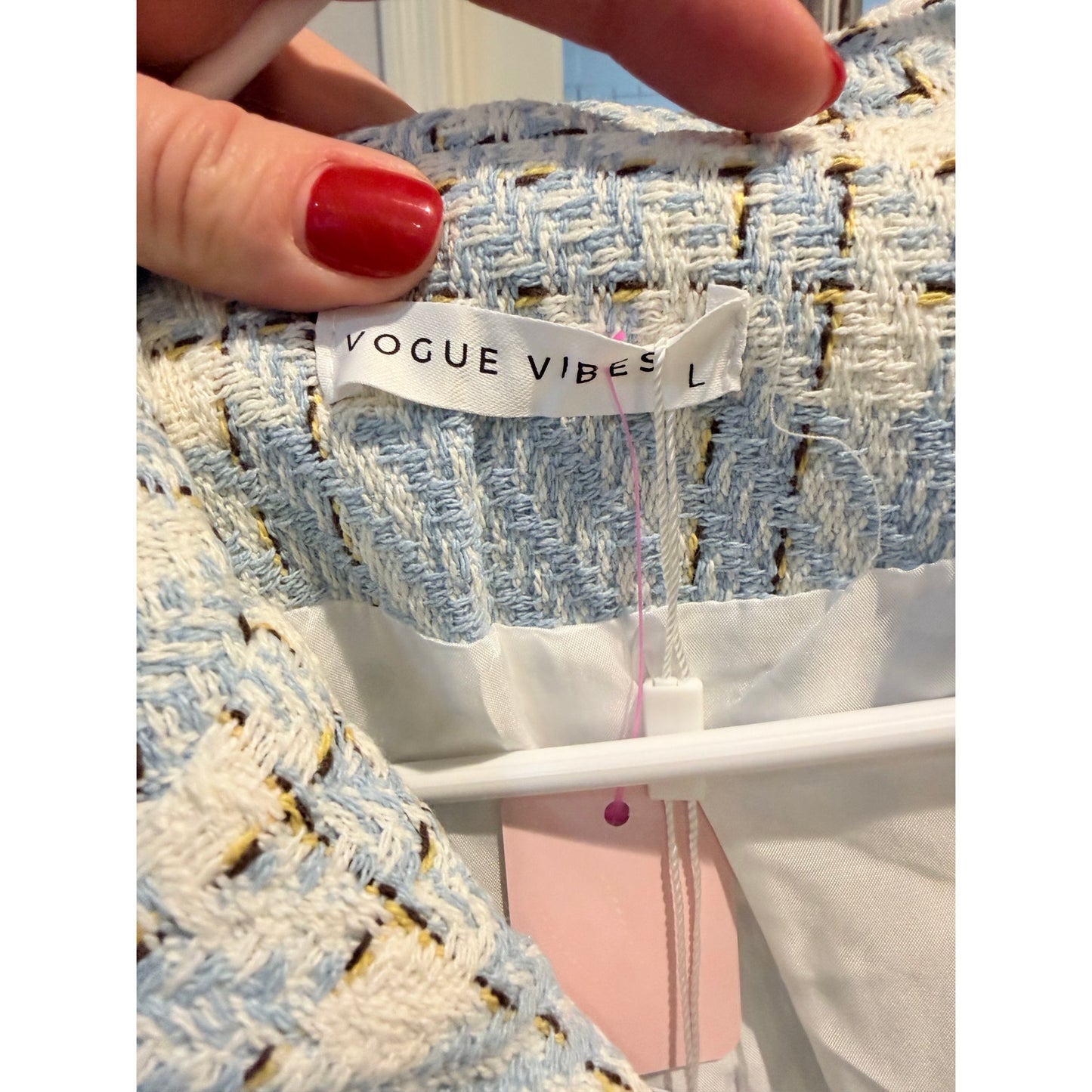 Vogue Vibes Inspired Two-Piece Blue Plaid cropped Blazer and Skirt