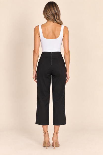 Alice + Olivia Black Wide Leg Cropped Pants