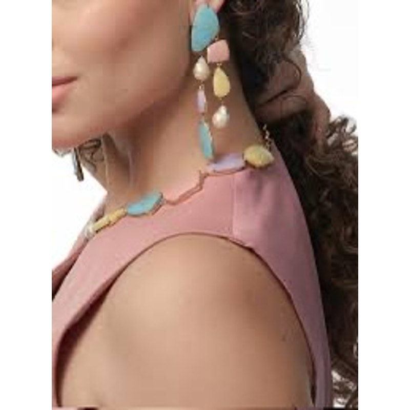 Lele Sadoughi Pearl and Pebble Collar Necklace and Earrings Set