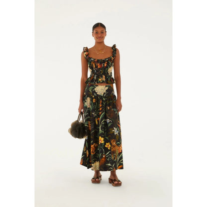 Farm Rio Night Fauna Printed Maxi Skirt