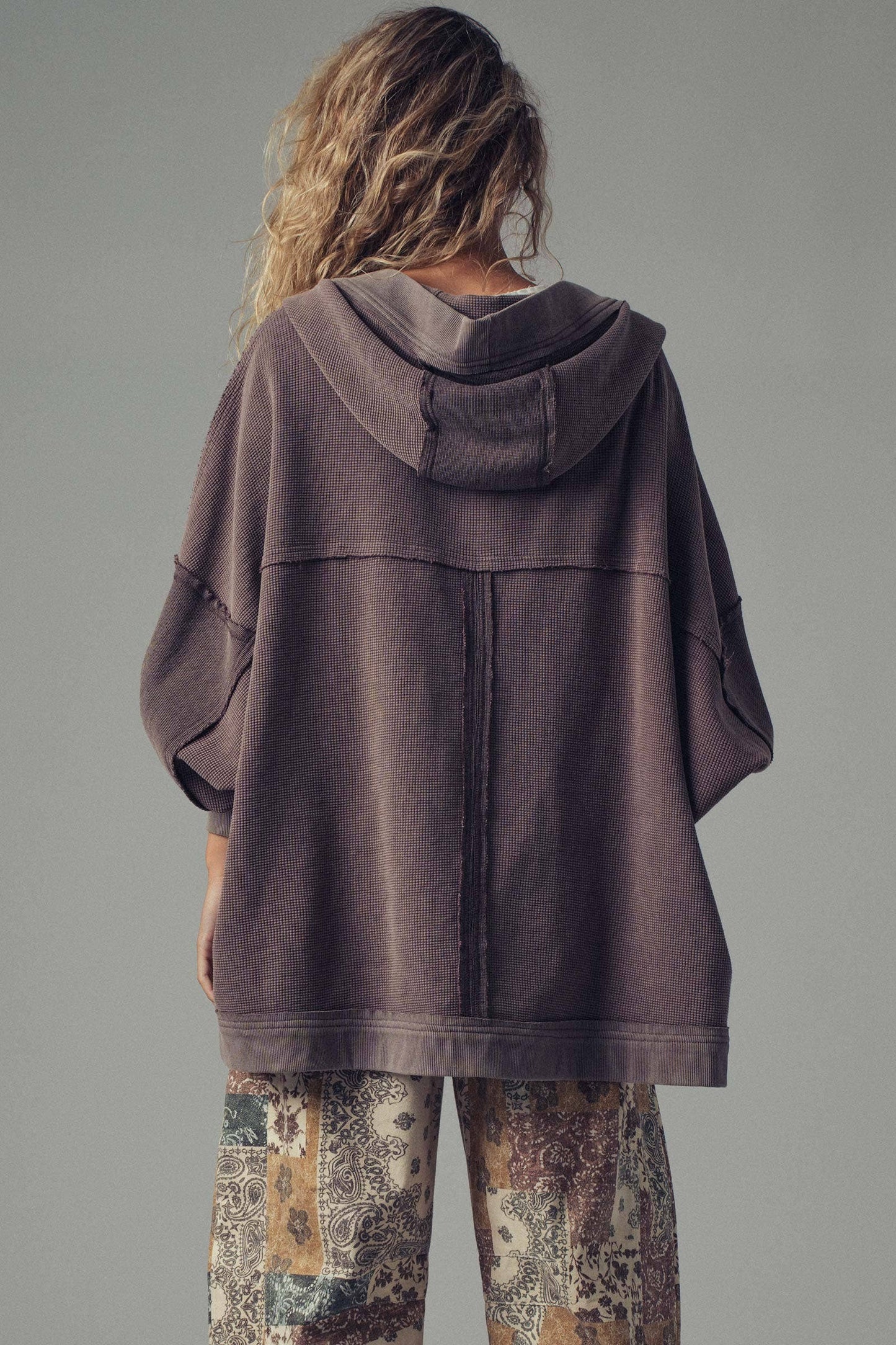 Urban Daizy Washed Waffle Knit Hooded Cardigan
