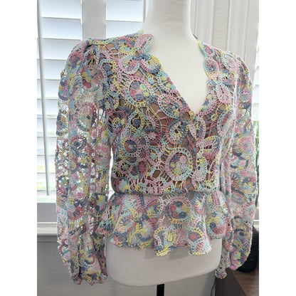Elliatt Rue Crocheted Multi-Colored Top