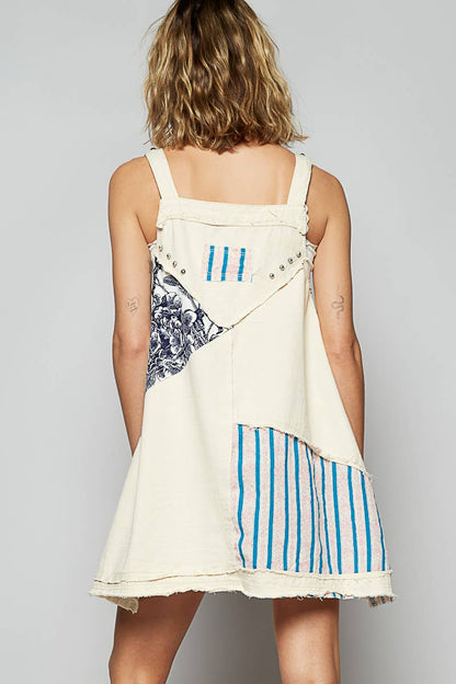 Pol Clothing Floral print contrast twill mini dress