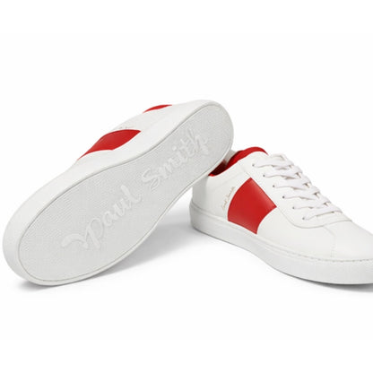 Paul Smith Unisex White and Red Leather Sneakers