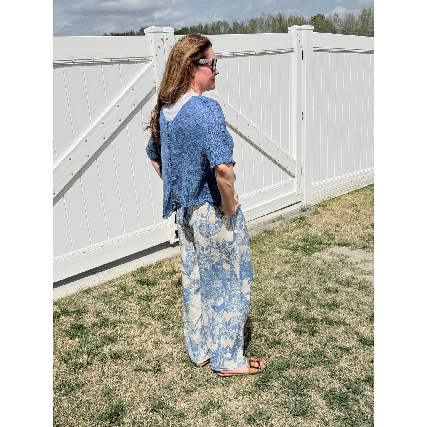 Scandal Italy Blue Knitted Asymmetrical Lightweight Spring Blue Top