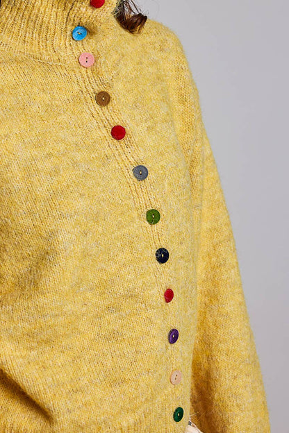 Pol Clothing - Chic Collar Button Knit Cardigan Cozy Oversized Sweater SALE