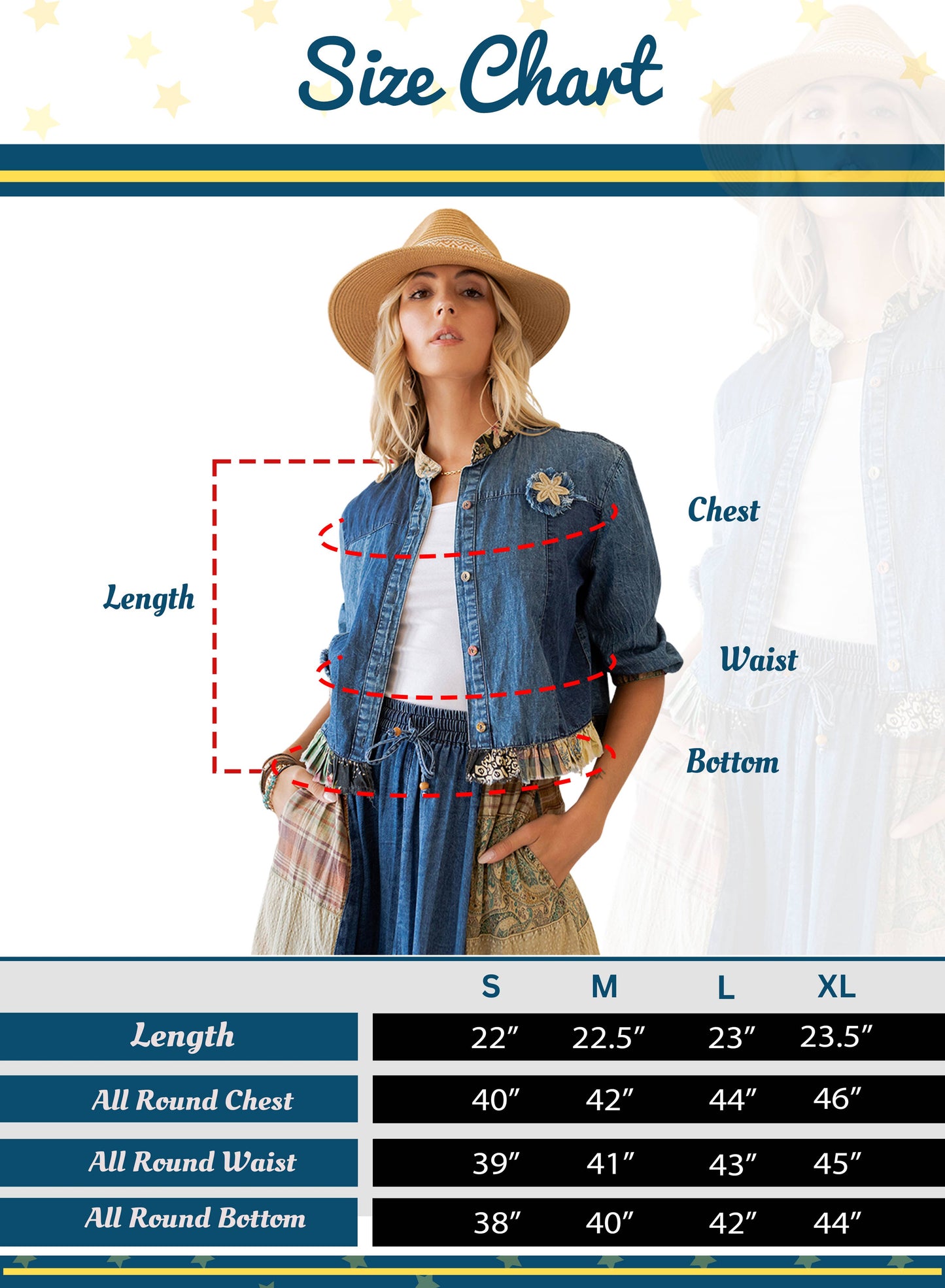 Young Threads Western Boho Chic: Patchwork Cropped Denim Jacket