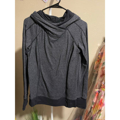Lululemon Black & Grey Herringbone Hooded Pullover