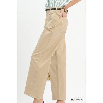 Umgee Mushroom High Waist Wide Leg Crop Pants