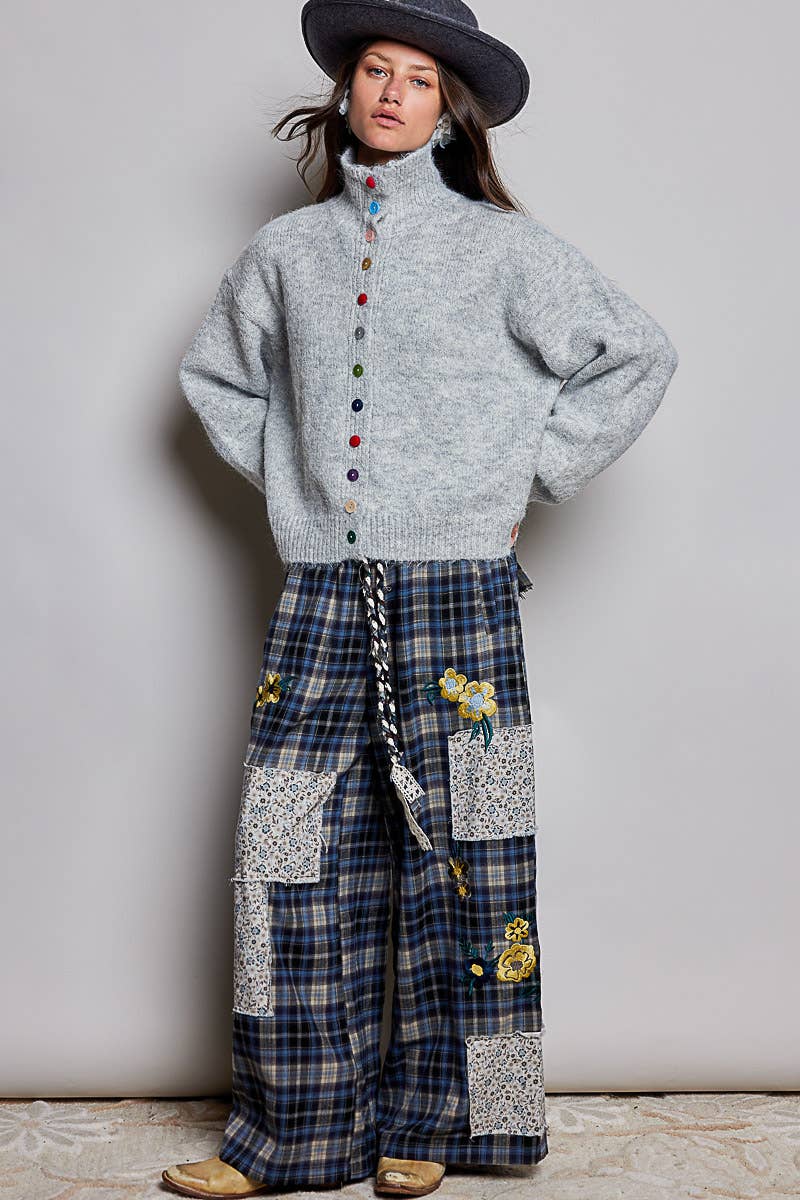 Pol Clothing - Chic Collar Button Knit Cardigan Cozy Oversized Sweater SALE