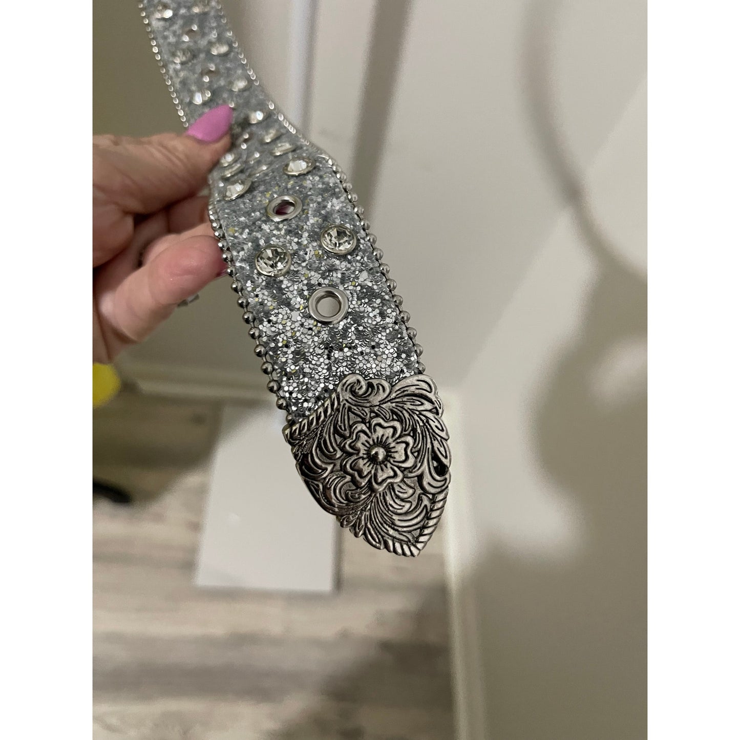 Silver Glittery and Rhinestone Western Belt