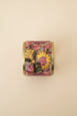 ZAD Pink and Yellow Mesh Flower Embroidery Cuff Bracelet