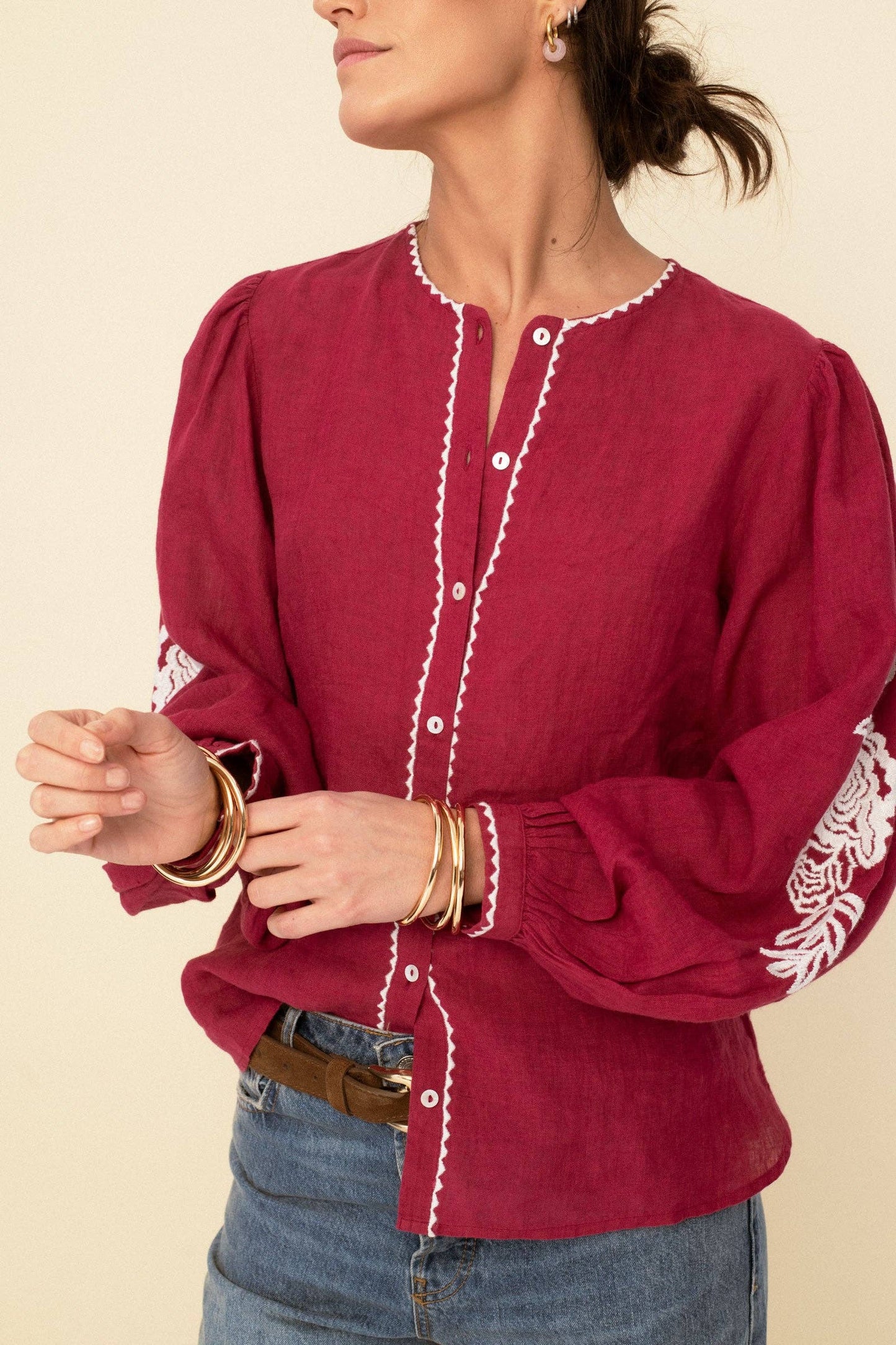 Leonor Blouse in Cherry