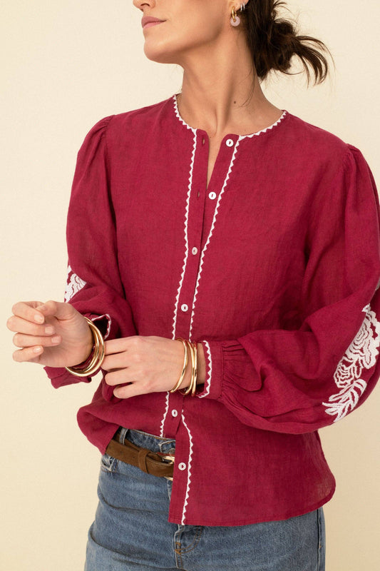 Leonor Blouse in Cherry