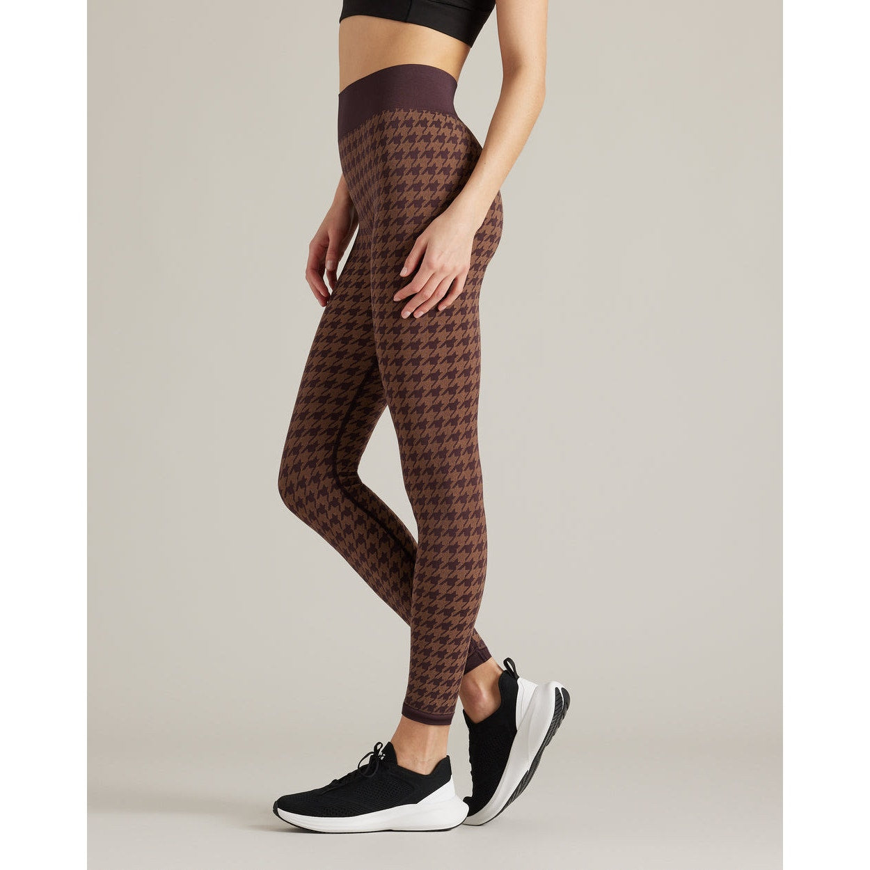 Rhone Brown Berry Houndstooth Seamless Legging