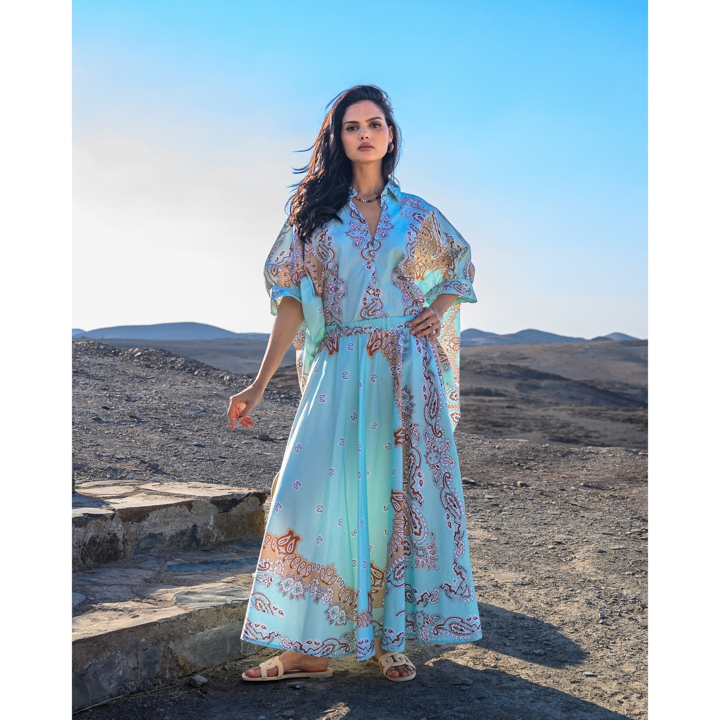Gold & Silver Paris Success Blue Oversized Blouse