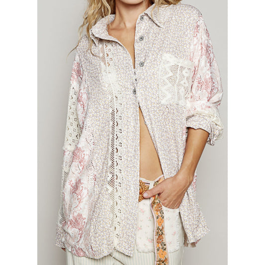 POL Beige Multi Roomy Top