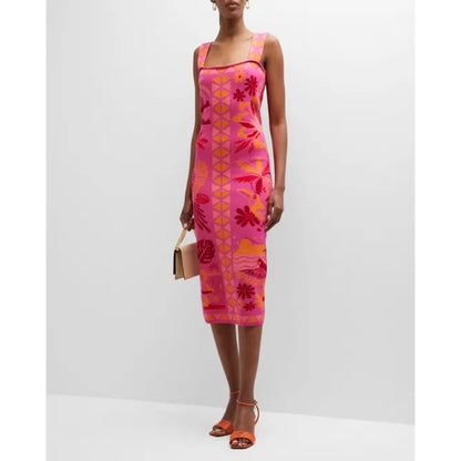 FARM Rio Tiles Sleeveless Midi Knit Dress
